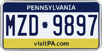 PA license plate MZD9897