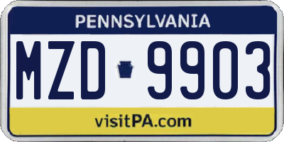 PA license plate MZD9903