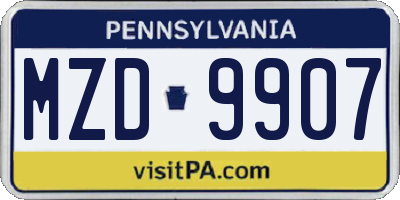 PA license plate MZD9907