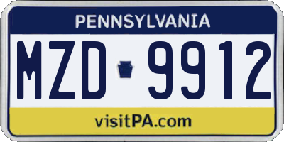 PA license plate MZD9912