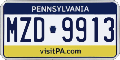 PA license plate MZD9913