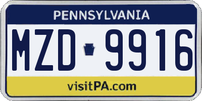 PA license plate MZD9916
