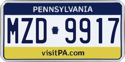 PA license plate MZD9917