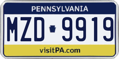 PA license plate MZD9919