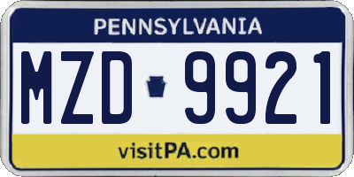 PA license plate MZD9921