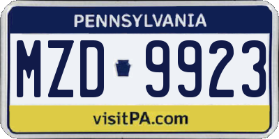 PA license plate MZD9923