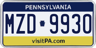 PA license plate MZD9930