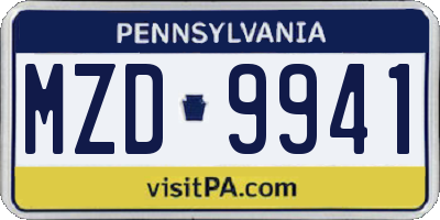 PA license plate MZD9941