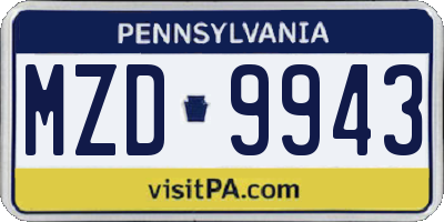 PA license plate MZD9943