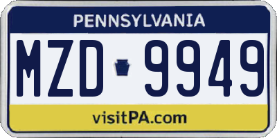 PA license plate MZD9949