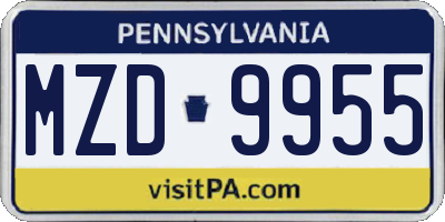 PA license plate MZD9955