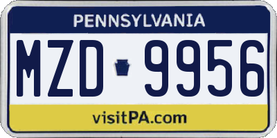 PA license plate MZD9956
