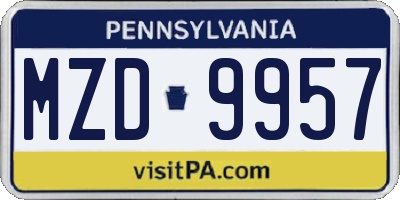 PA license plate MZD9957