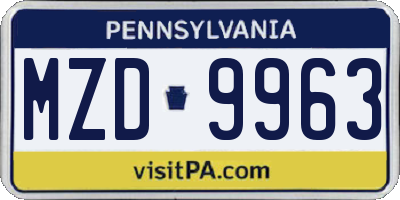 PA license plate MZD9963