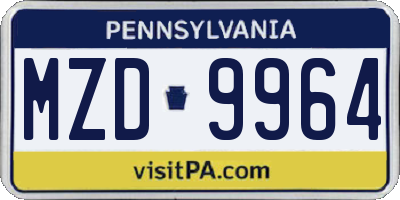 PA license plate MZD9964