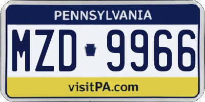 PA license plate MZD9966