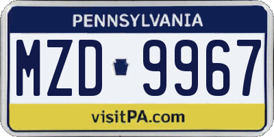 PA license plate MZD9967