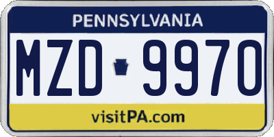 PA license plate MZD9970