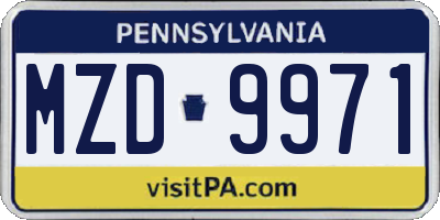 PA license plate MZD9971