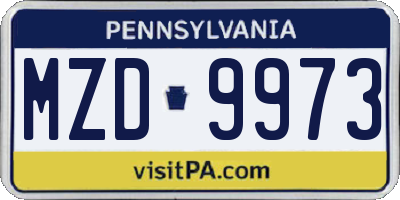 PA license plate MZD9973