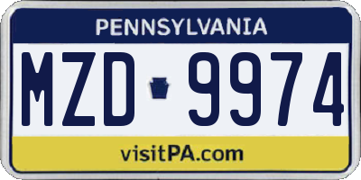 PA license plate MZD9974