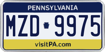 PA license plate MZD9975