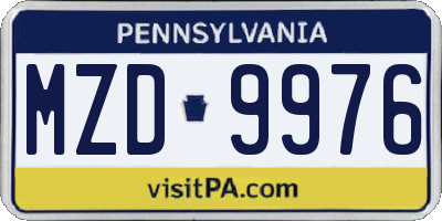 PA license plate MZD9976