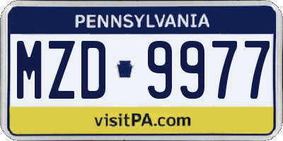 PA license plate MZD9977