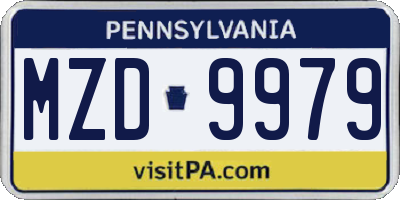 PA license plate MZD9979