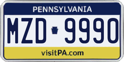 PA license plate MZD9990