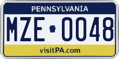 PA license plate MZE0048