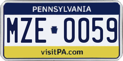 PA license plate MZE0059
