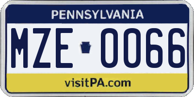 PA license plate MZE0066