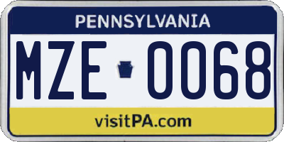 PA license plate MZE0068