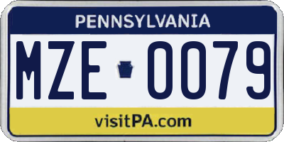 PA license plate MZE0079