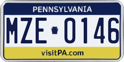 PA license plate MZE0146