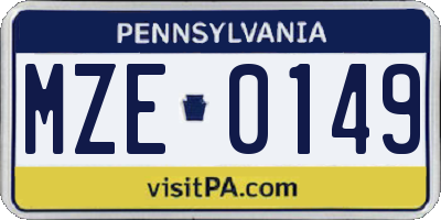 PA license plate MZE0149