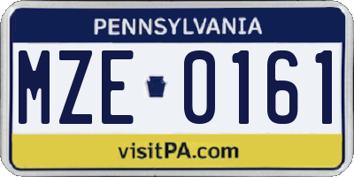 PA license plate MZE0161