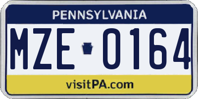 PA license plate MZE0164
