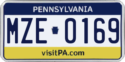 PA license plate MZE0169
