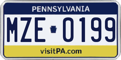PA license plate MZE0199