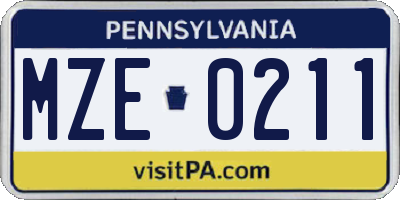 PA license plate MZE0211