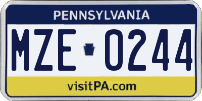 PA license plate MZE0244