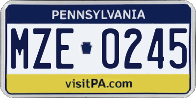 PA license plate MZE0245
