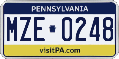 PA license plate MZE0248