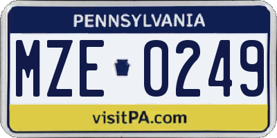 PA license plate MZE0249