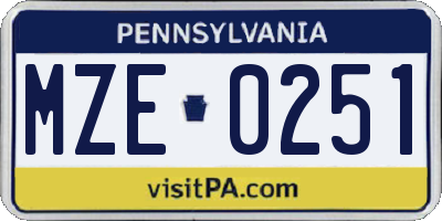 PA license plate MZE0251