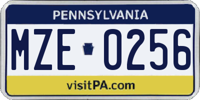 PA license plate MZE0256