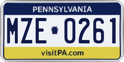 PA license plate MZE0261