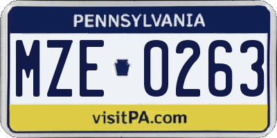 PA license plate MZE0263